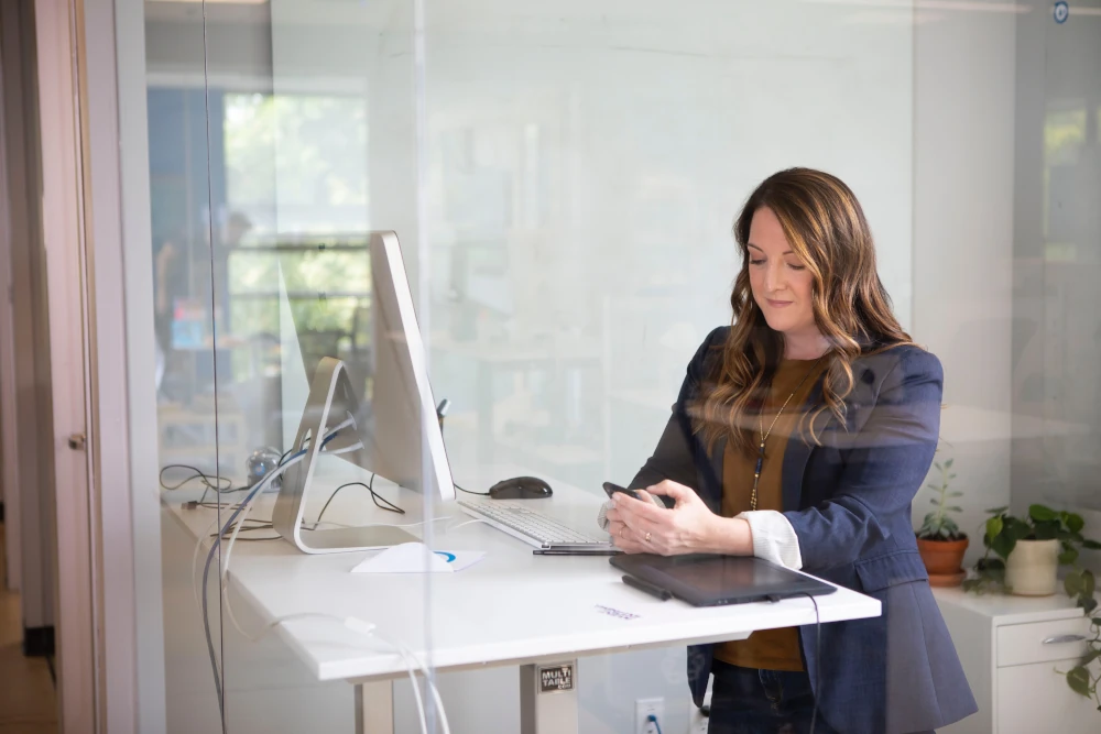 Woman working on a desk