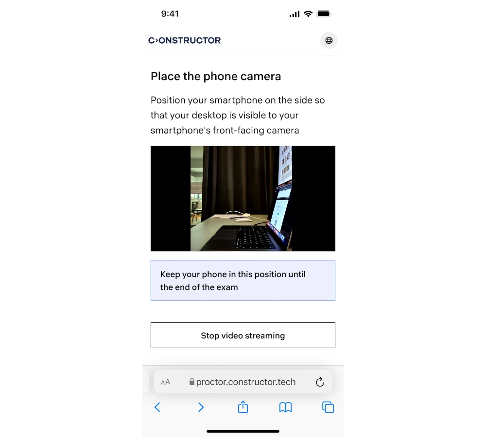 Video streaming from smartphone - Proctor
