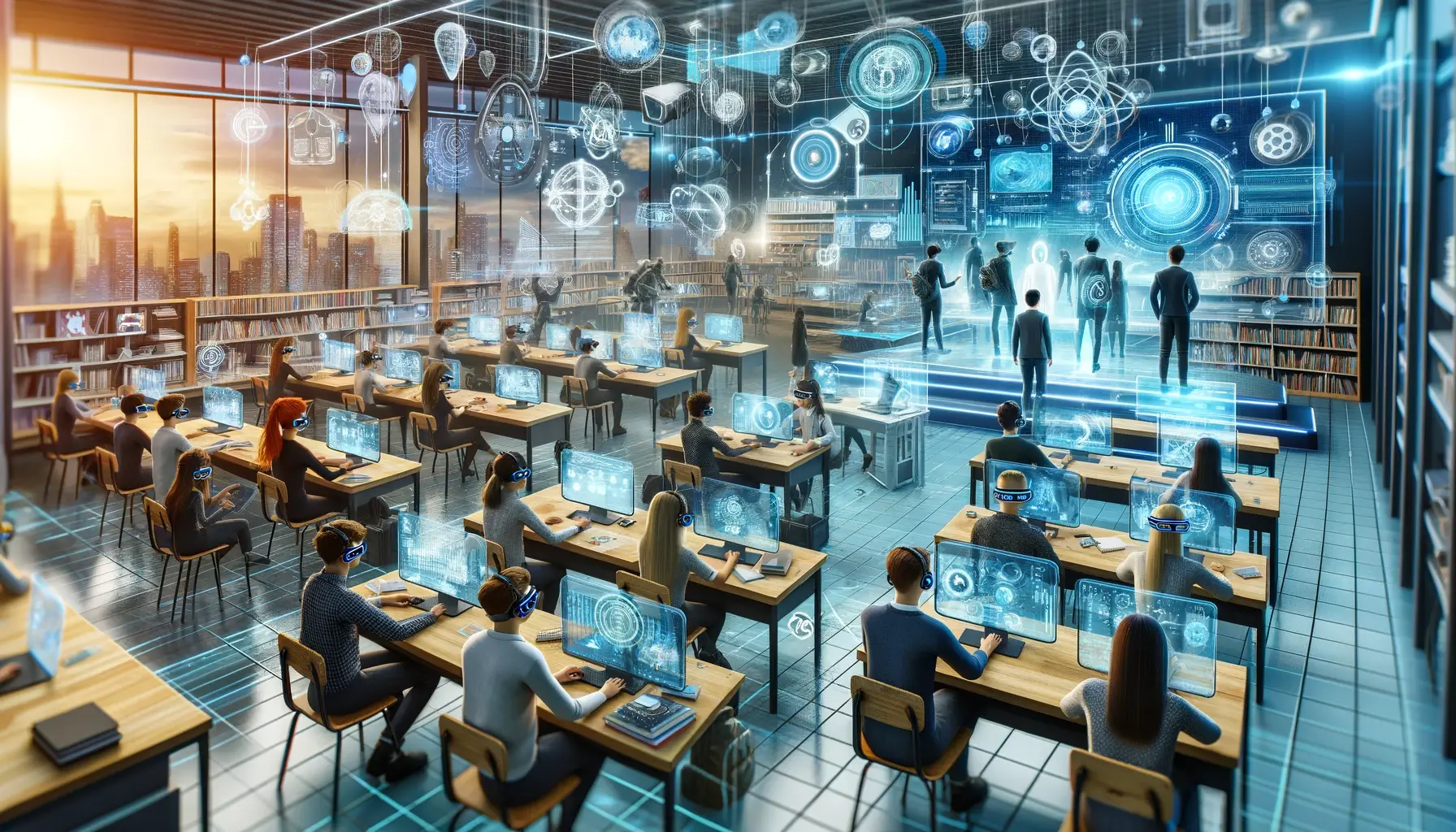 Tech classroom - futuristic illustration