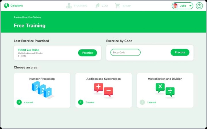 Calcularis - Number processing and arithmetic