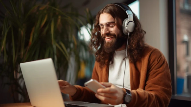 a man working on a laptop