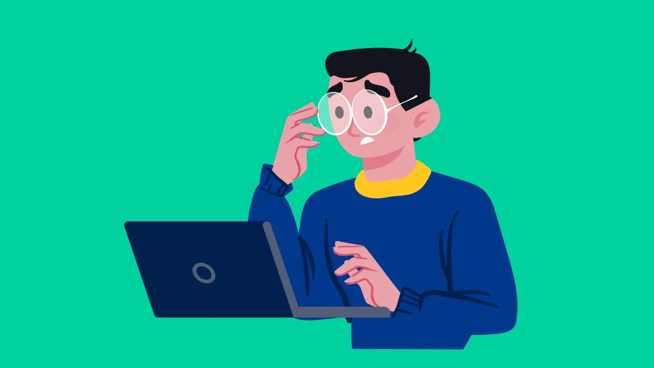 a student taking an online exam on a laptop