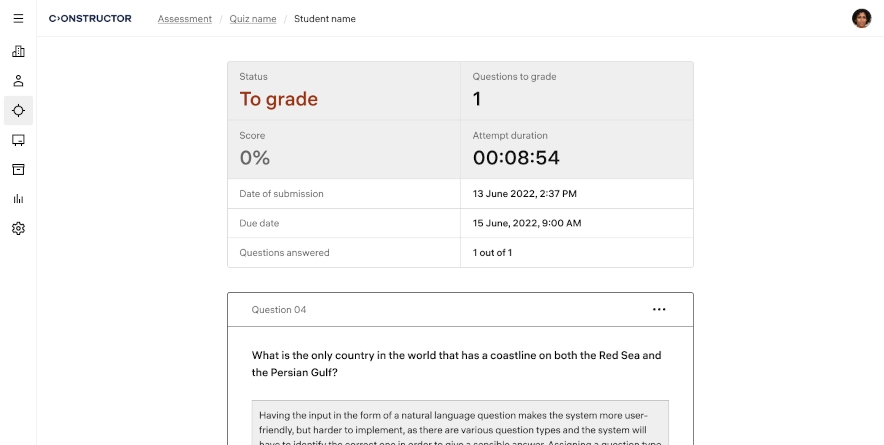 assessment screenshot