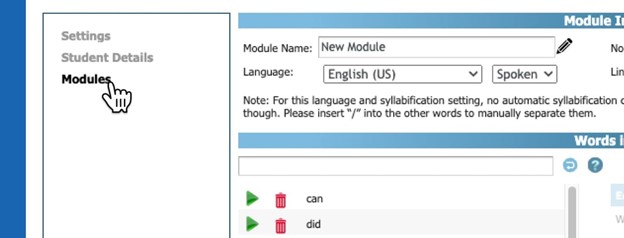 Editing modules in Orthograph Module Editor