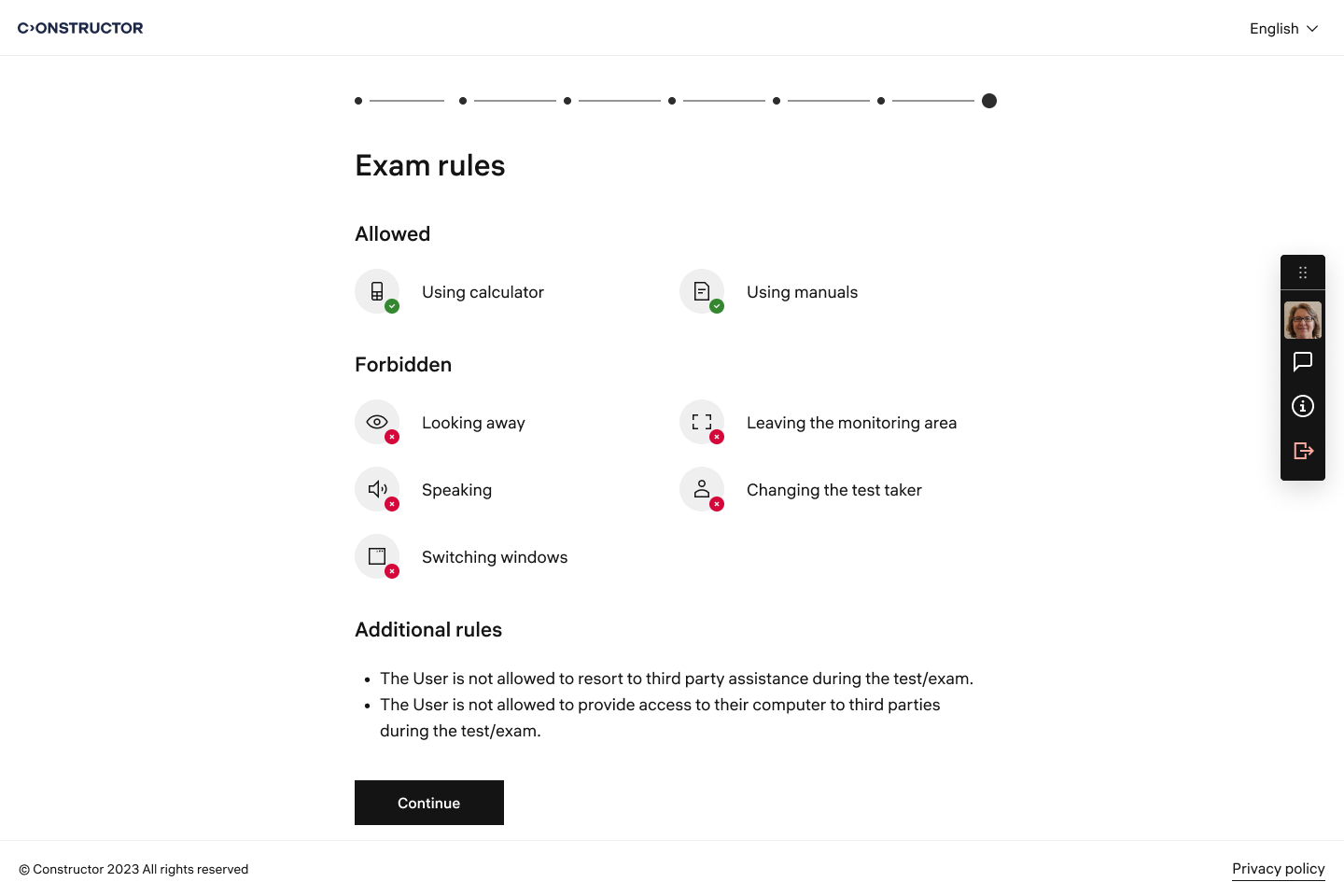 Updated exam rules page