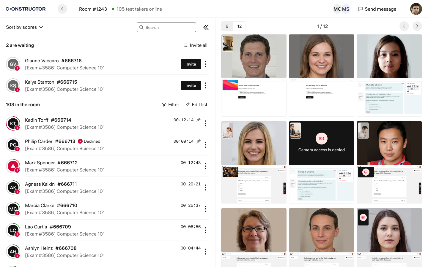 Enhanced live video in proctor interface
