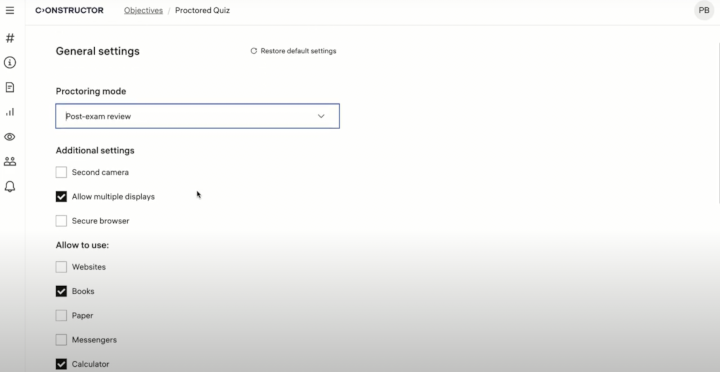 proctoring setup