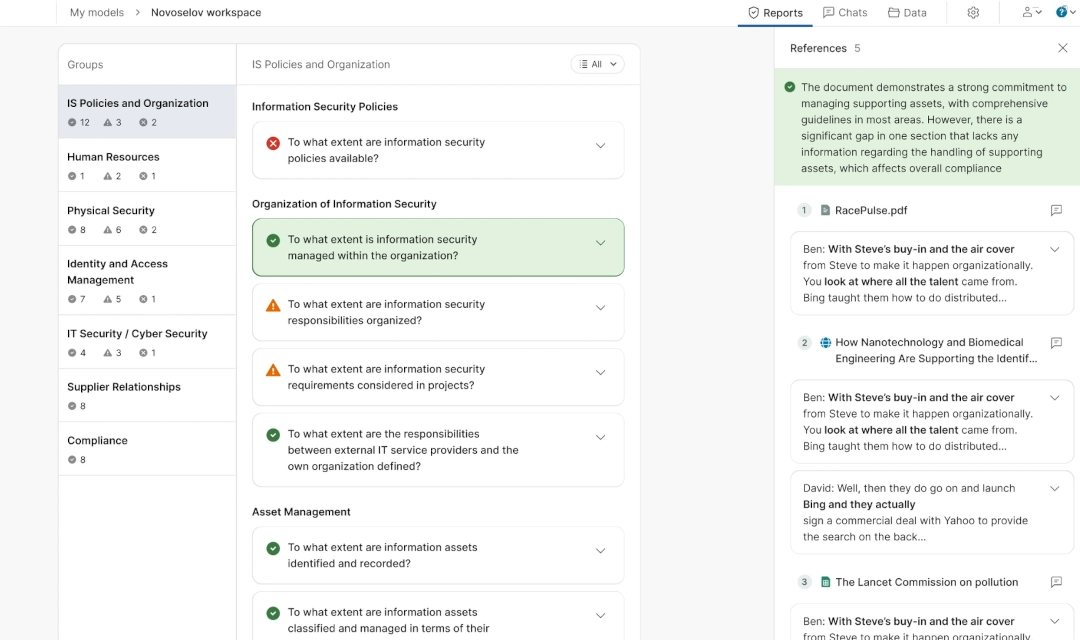 Compliance review: Draft, validate, and respond to changes in content based on reference documentation.