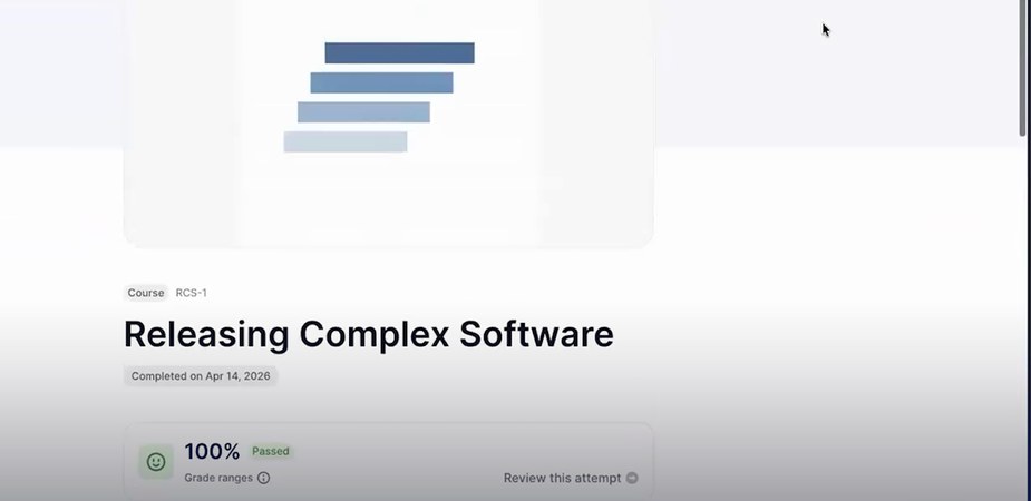 Published Releasing Complex Software course shown in the learner view