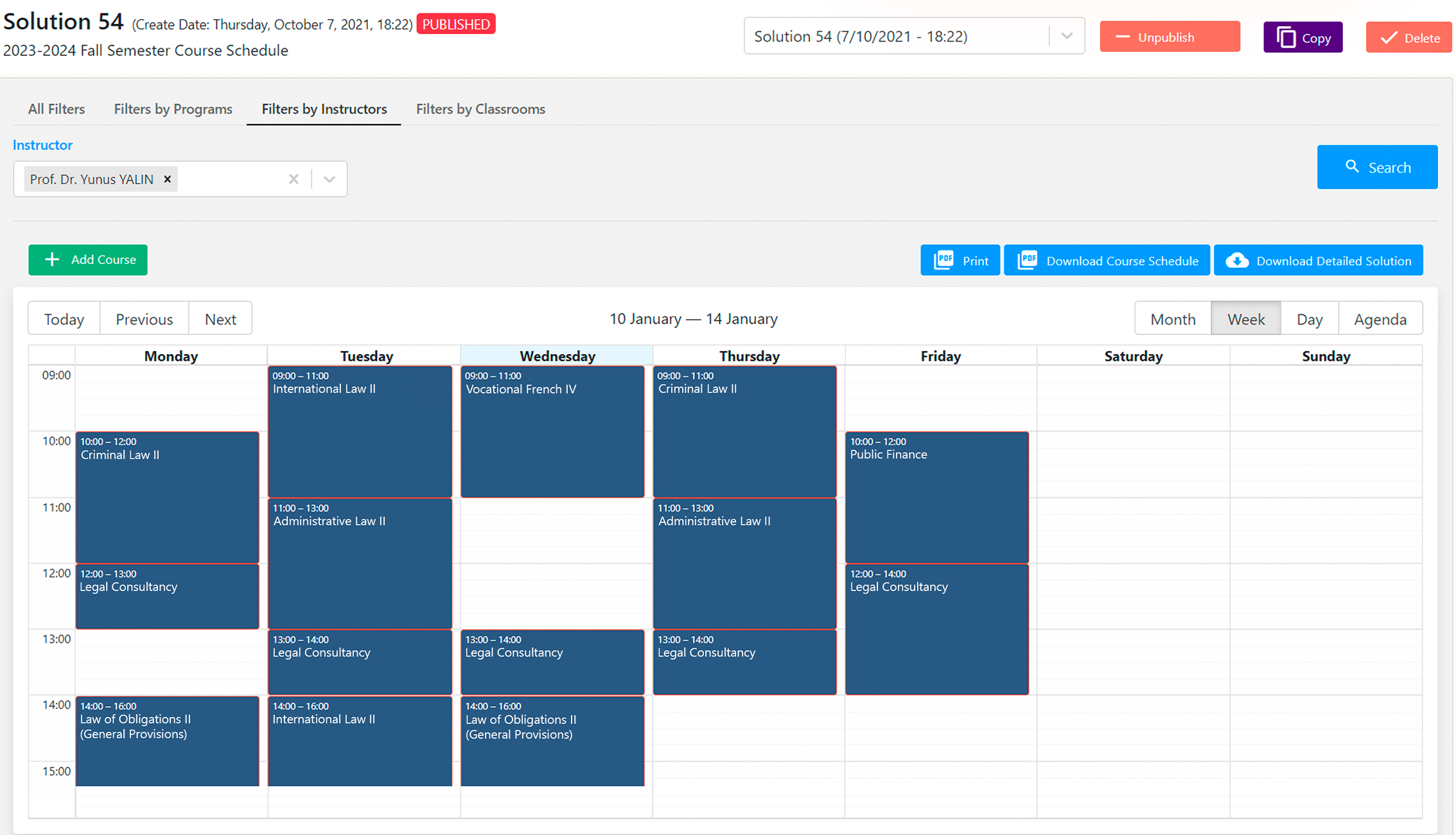 Constructor Schedule screenshot
