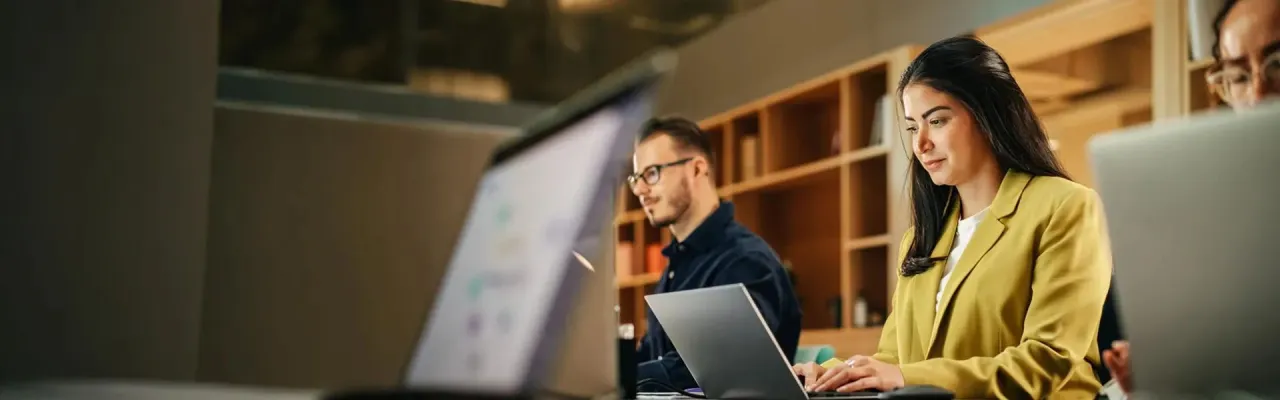 People working together in a library