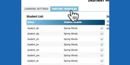 Constructor Coach Instant Modules tab, showing a per-learner module assignment for each student