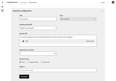 Assessment - Question configuration