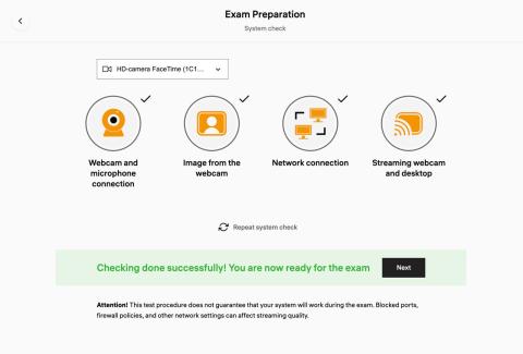 Proctor - Candidate selection of camera for exams