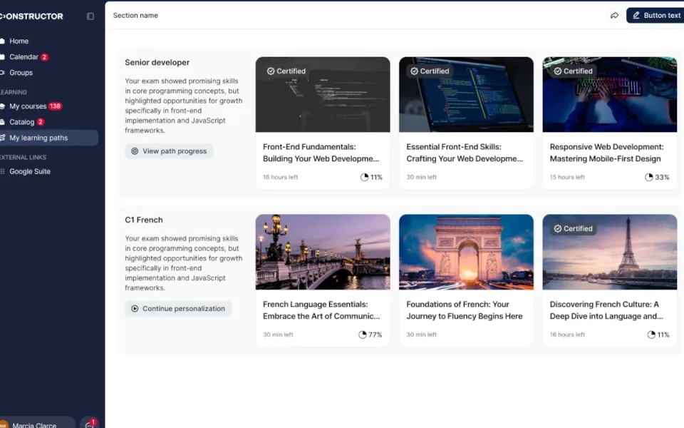 Constructor Learn: Personalized paths, with an AI Tutor that actually knows the course