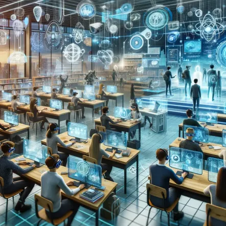 Tech classroom - futuristic illustration
