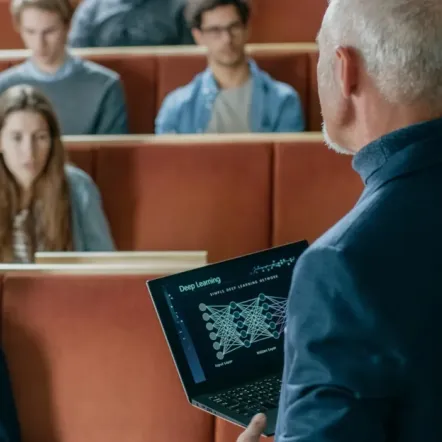 university professor teaching students