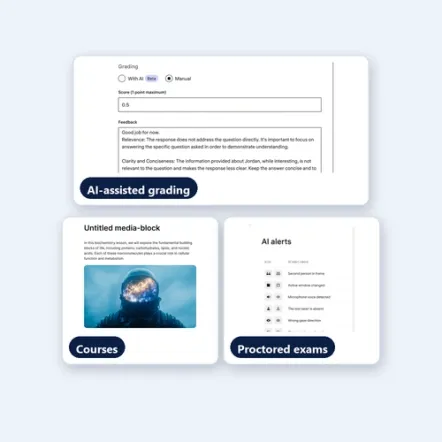 Constructor Learn courses, AI-assisted grading, and proctored exams in one suite